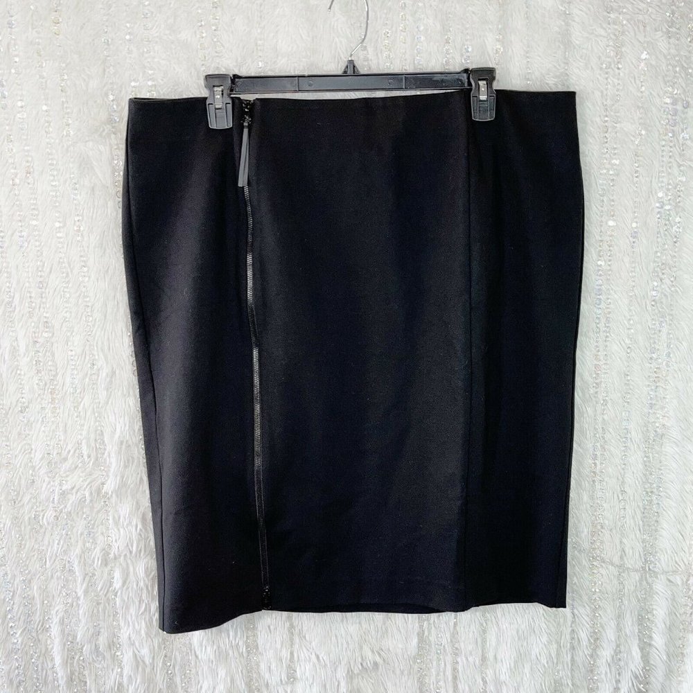 Lane Bryant Pencil Skirt Size 24 High Waist Black Infinite Stretch Full Side Zip